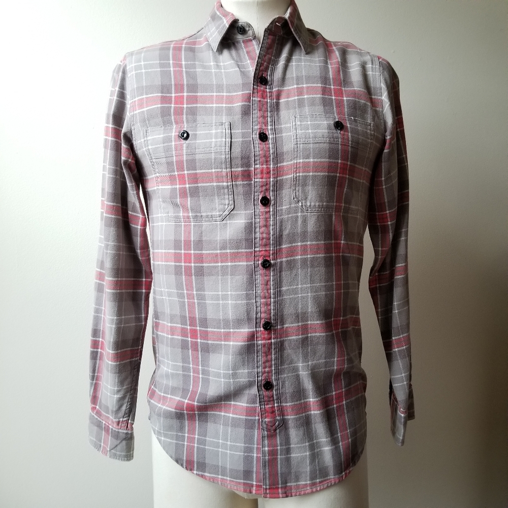 Men's J.Crew Gray & Red Plaid Flannel Shirt